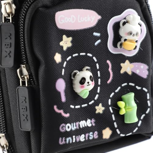 Image of Cute Panda Pencil Pouch for Kids Girls Boys Large Capacity 3 Compartment Pencil Case, Kawaii Stationery Organizer with Zipper, Pen Holder Slots, School Supplies Storage Bag