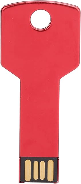 ASHATA Key Shape USB Flash Drive, Red Metal Key Jump Drive Memory Stick, Portable Thumb Drive USB Stick Expansion Disk for Car Computer Use Home(8GB)