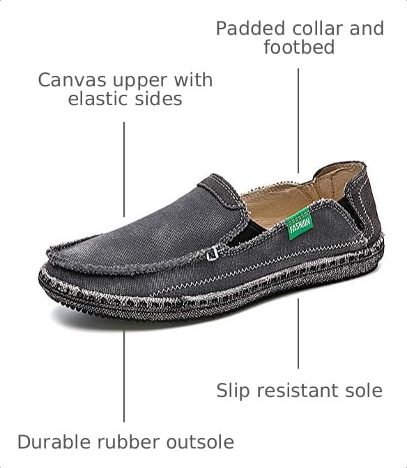 Image of CASMAG Men's Casual Cloth Shoes Canvas Slip on Loafers Vintage Boat Shoes
