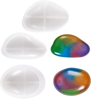Craftdady 3D Pebbles Resin Molds 3 PCS Pebbles Stone Silicone Molds for Resin Irregular Stone Epoxy Casting Molds for DIY Handmade Crafts Candle Soap Plaster Concrete Art Paint Rocks