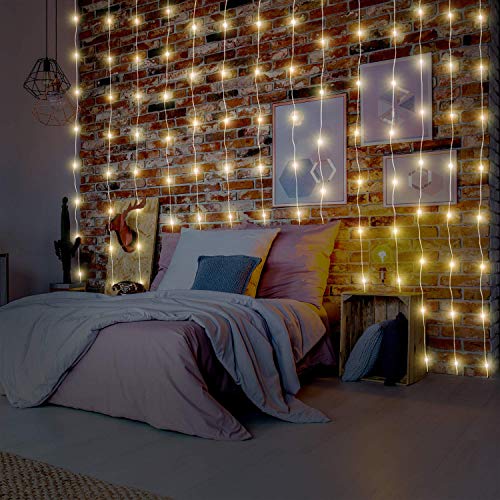 Yeoleh String Lights Curtain,7.9 X 5.9Ft 144Leds Usb Powered Fairy Lights For Bedroom Wall Decor,8 Modes & Ip64 Waterproof Ideal For Outdoor Indoor Home Garden Party Holiday Halloween Room,Warm White thumb #4