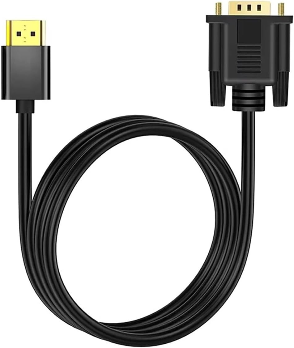 1080P60Hz HDMI to VGA Cable – Male-to-Male Digital-Analog Adapter, Fits Computer/Laptop/Projector(1.8m)