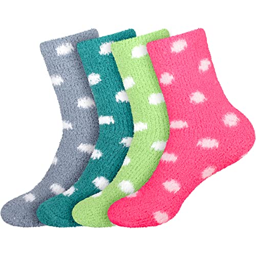 Image of BambooMN Women's Super Soft Fuzzy Socks, Polka Dot, Gradient, Snowflake, Featherlight Cuff - Assorted Colors