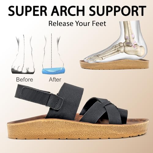 Image of Men Comfort Back Strap Sandals - Adjustable Slingback Flat Sandals with Cushioned Footbed, Lightweight Sole, Casual Everyday Wear Supportive Slip-On Style