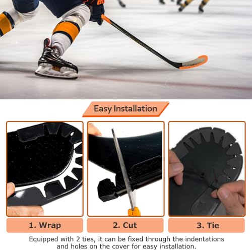 asdmm Hockey Stick Blade Protector - Ice Hockey Bat Guard Cover for Off Ice Practice and Training, Winter Sports Equipment (3 PCS, Orange)