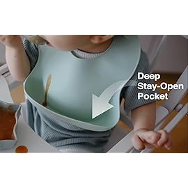 otterlove Silicone Bib - 100% Pure Platinum LFGB Baby Bibs with No Fillers - Wide Food Catching Pocket - Easy Clean - Mess Proof - Dishwasher Safe - BPA and Phthalate Free