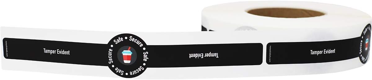 Safe Secure Tamper Evident Proof Seals for Food Safety - to-Go Drink Stickers with Secure, Easy to Peel Stickers, 1 x 9 Inch, 500 Total Labels on a Roll