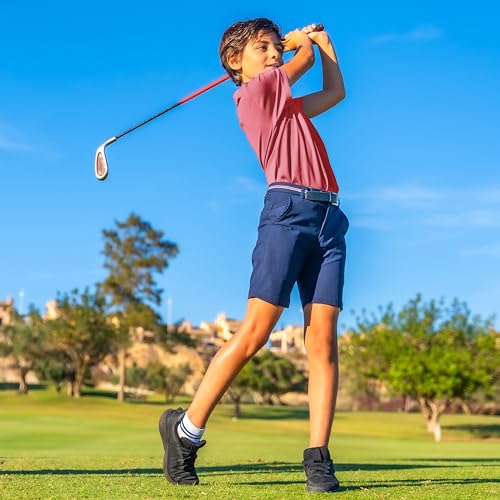 Image of Boys Polo Shirts Short Sleeve Striped Performance Moisture Wicking Dry Fit Golf Shirts for Boys Youth Kids