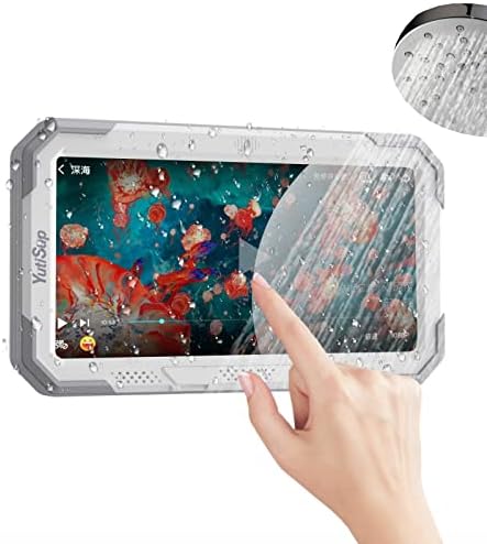 YutiSup 480°Bathroom Waterproof Mobile Phone Box,Rotating Shower Phone Holder Case with Touch Screen,Anti-Fog High Sensitivity Cover Mount Box for Bathroom Wall Mirror athtub Kitchen (White)