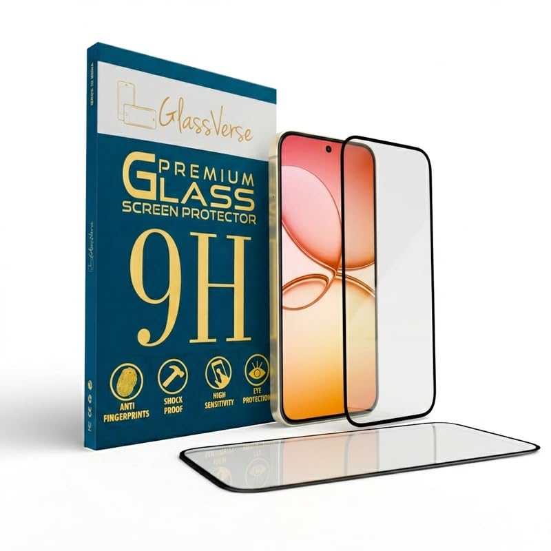 Image of GlassVerse PureView Tempered Glass for Realme 15T | Crystal Clear, 9H Hardness Screen Protector, Edge to Edge, Case Friendly, Hassle-less Installation Kit Included. (Pack of 1)