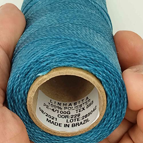 Linhasita Waxed Thread 100 g / 170 m Polyester 1 mm Thick Macrame, 30 Colours blue turquoise, 170 metros / 100 gr - Image 4