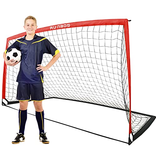 Runbow 9X5 Ft Portable Kids Soccer Goal For Backyard Adult Junior Large Practice Soccer Net With Carry Bag (9X5Ft, Red, 1 Pack) #TOP12