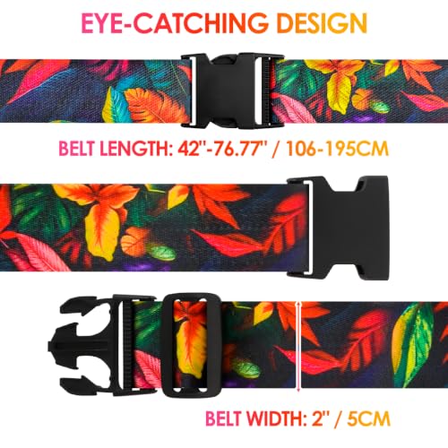 Image of Gutsdoor 2 Pack Luggage Straps for Suitcases, Adjustable Travel Belt, Suitcase Straps with Dual Lock, Quick Release, Over Handle, Luggage Connector Straps & Bright Luggage Belt. (Tropical Night)