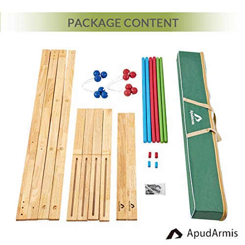 ApudArmis Ladder Toss Game Set, 40x28In Pine Wooden Golf Ladder Lawn Game with 6 Bolos Balls and Carrying Case - Outdoor Backyard Game for Kids Adults Family - Thumbnail 7