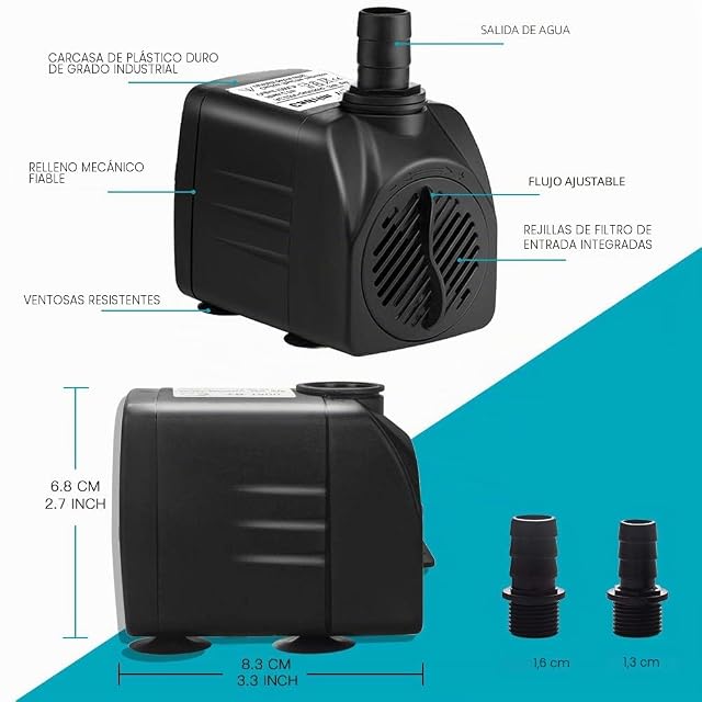 Foto 2 de 7 de Bomba Sumergible, Cadrim Bomba de Agua para Acuario,1200L/H 220-240V/50Hz 25W Bomba de Acuario,Estanque