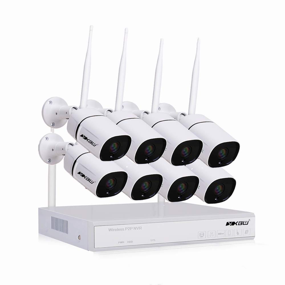 Wireless Security Camera System Outdoor, 8Pc 1080P 2.0MP Night Vision WiFi Surveillance Camera for Home Security, Support Audio, 8CH 1080P NVR Built-in Router Auto Pair Mobile View