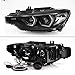 AKKON - For BMW F30 3-Series 4 Doors Sedan Black Bezel Factory Halogen Type Dual U-Halo Ring LED Projector Headlights