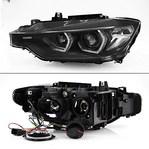 AKKON - For BMW F30 3-Series 4 Doors Sedan Black Bezel Factory Halogen Type Dual U-LED Ring Projector Headlights - Image 3