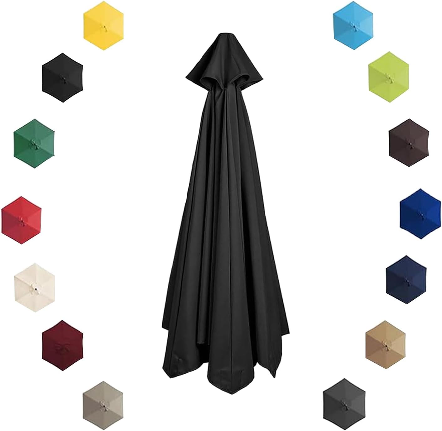 6.5/7.5/9/10ft Replacement Patio Umbrella Canopy, Table Market Pool Replacement Top Cover for 6/8 Ribs, Fade Resistant Strong UV Protective Cloth for Garden Umbrella (Canopy Only)