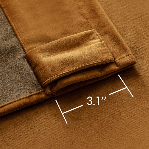 Image of MIULEE Velvet Curtains 52x90 inches 2 Panels Gold Brown Blackout Curtains | Luxury, Bedroom Living Room, Thermal Insulated, Super Soft Window Drapes, Rod Pocket & Back Tab