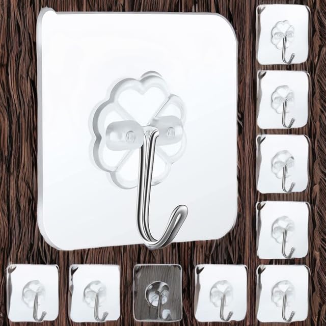 Photo Frame Hooks for Wall Without Drilling, Self Adhesive Hooks for Wall Heavy Duty Strong Nail Free for Hanging Photo Frame, Home, Kitchen & Office (Pack of 10)