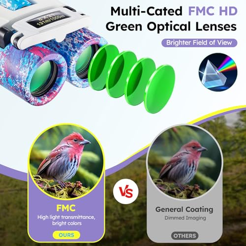 USCAMEL Binóculos compactos 8 × 21, mini binóculo FMC multicamadas com revestimento verde para crian