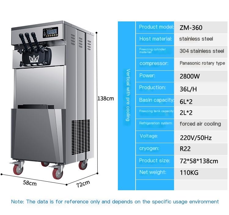 Kommerzielle Dreifachkopf-Eismaschine, Hochleistungs- und Mikrocomputersteuerung für automatischen Betrieb, ideal für Dessertläden mit hohem Volumen und Catering-Services – Bild 3