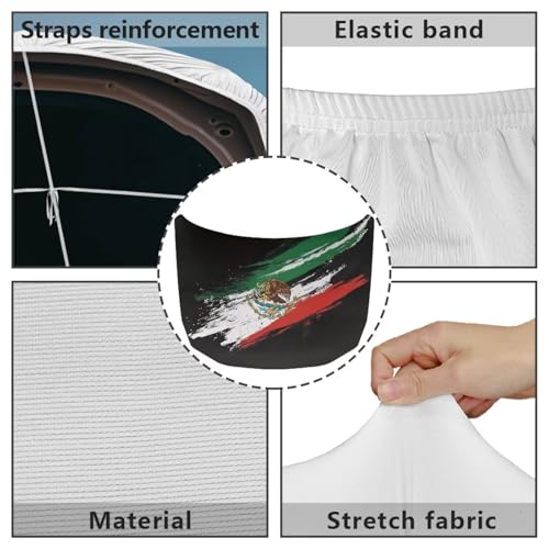 Image of Car Hood Cover Elastic Washable Hood Covers for Cars Mexican Flag Auto Hoods Protector Automotive Decor Half Car Cover for Cars Hoods Banner Replacement