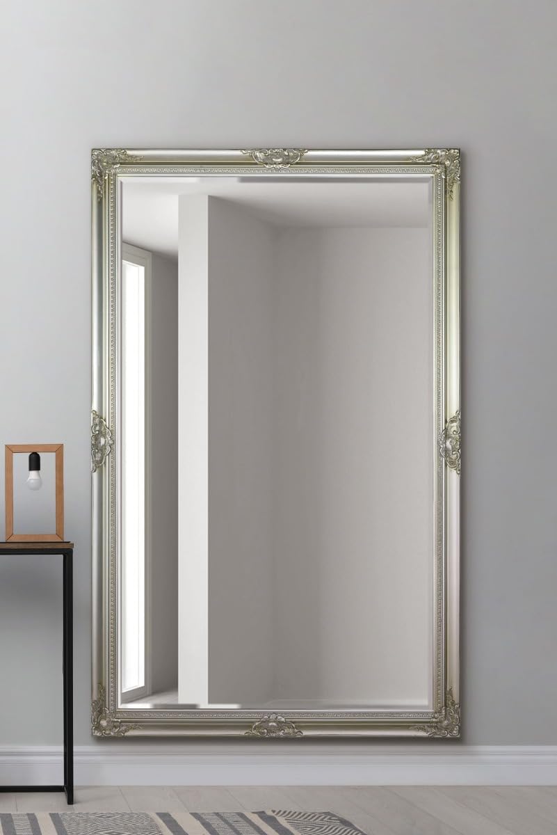 MirrorOutlet X Large Silver Antique Bevelled Dressing Wall Mirror 5Ft6 X 3Ft6 (164cm X 102cm), 168x107
