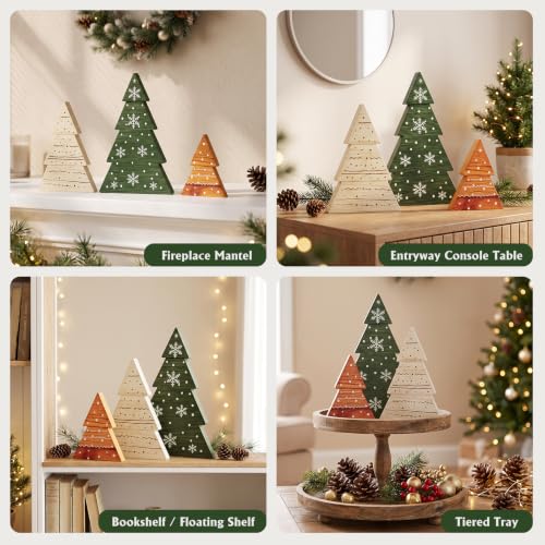 3Pcs Wooden Tabletop Christmas Tree Decorations - image 4