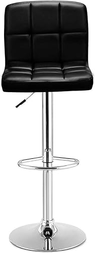 Miniatura 9 de Casart Taburete de bar giratorio ajustable de cuero PU Taburetes de bar Bistro Pub Silla Contador Taburete de bar (negro)