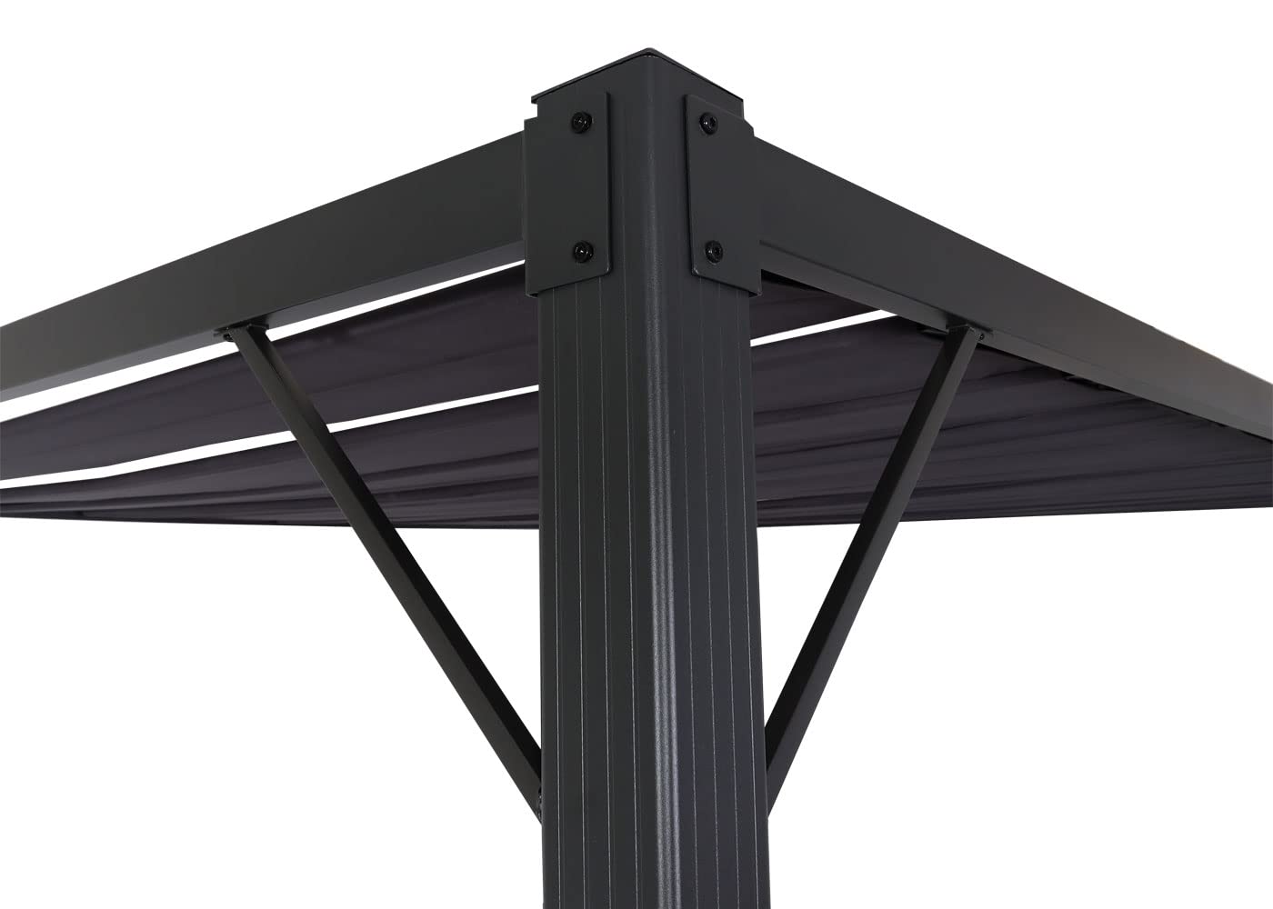 Pergola HWC-L40, pawilon ogrodowy, zadaszenie tarasu, 8 cm, aluminiowa rama, materiał/tkanina, 3 x 4 m, antracyt