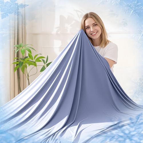 Cooling Blanket for Hot Sleepers Double-Sided Cold Blanket with Japanese Q-Max >0.5 Arc-Chill Fibers Lightweight & Breathable Summer Blanket for Couch Travel Minimalist Texture Blue 127 x 152 cm