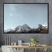 Framed Canvas Wall Art Mountainscape Aerial Dramatic Landscape Mountain Top Multicolor Photography Realism Rustic Warm - 16x24 inches