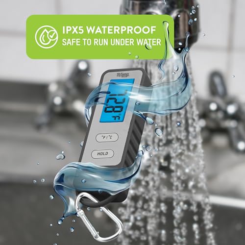 Image of Taylor TruTemp Compact Digital Folding Meat Thermometer with Carabiner Clip for Grilling, BBQ, Kitchen & Food, Gadget Essential, Gift for Dad, Him, Men, Gray