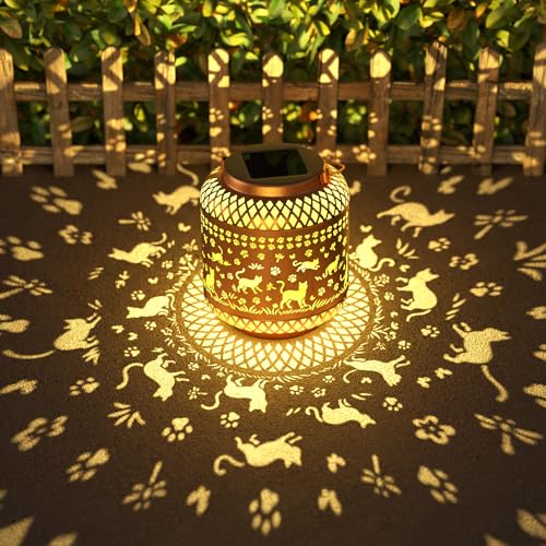 Cat Outdoor Garden Solar Lantern Waterproof Decorative Hanging Decor