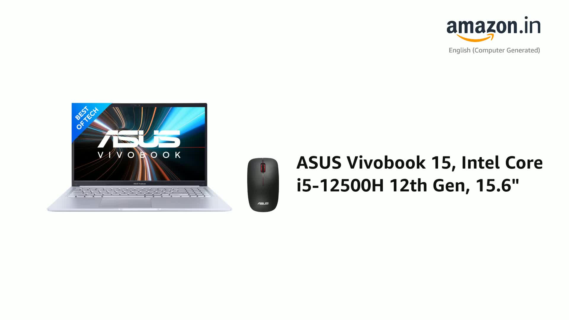 ASUS Vivobook 15, Windows 11 Home, Intel Core i5-12500H 12Th Gen