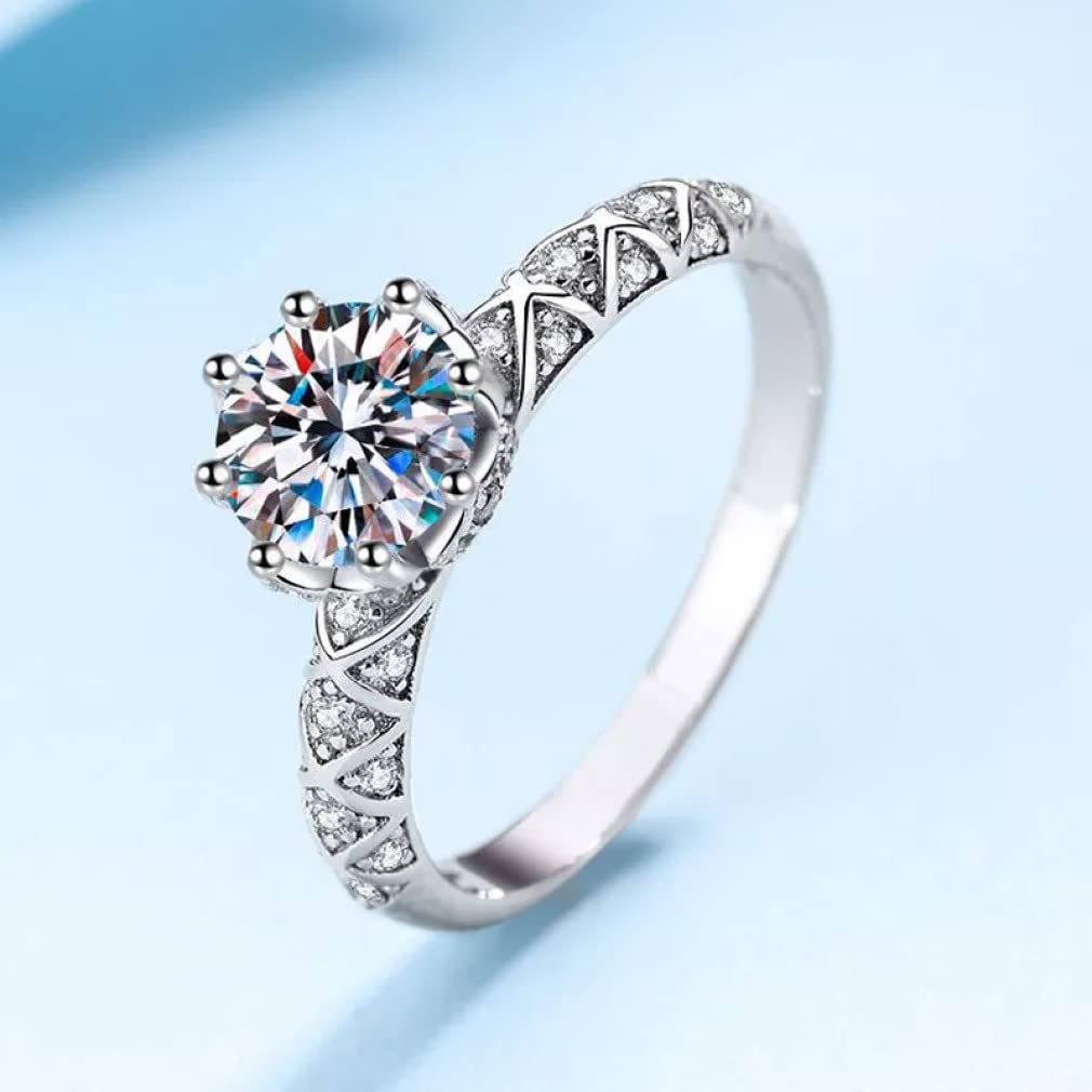 1CT 6.5MM Silberring mit S925 Super Flash Schmuck Hochzeit Frau Geschenk