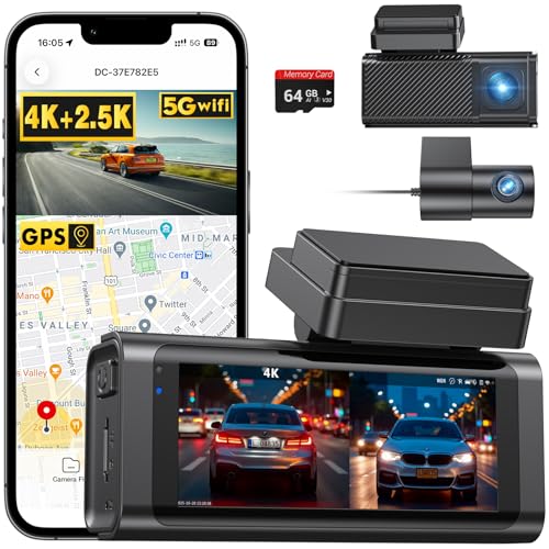 Beferich 4K+2.5K Dash Cam Front and Rear, Built-in GPS, 5.8G WiFi, Free 64GB Card Included - image 1