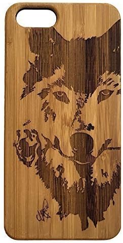Wolf Rose iPhone 8 Plus Case/Cover by iMakeTheCase | Bamboo Wood Cell Phone Cover Skin | Native American Spirit Animal Totem.