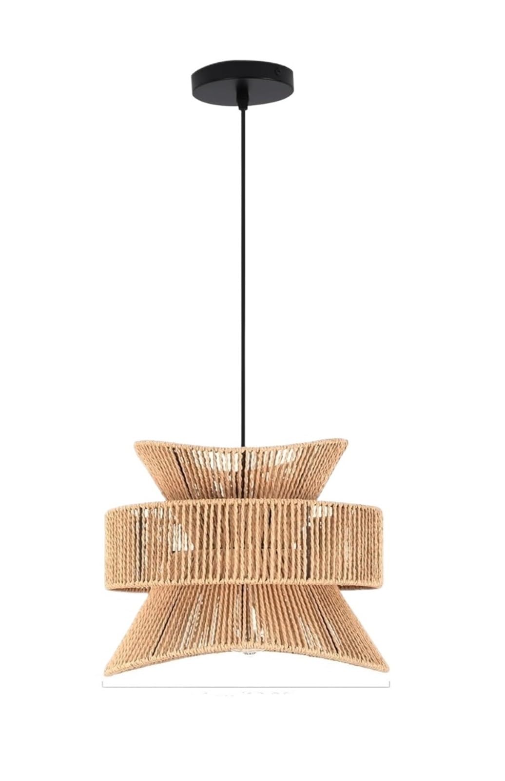 Rattan Lampshade Farmhouse Pendant Light, Woven Wicker lampshade Rope Lampshade,Rustic Chandelier(3000K)