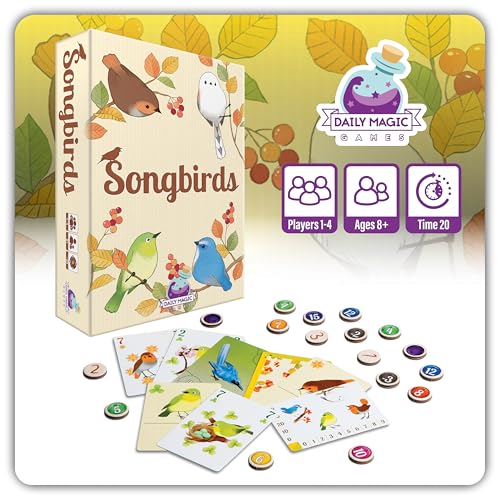 Songbirds Card Game - Fun Family Board Game for 1-4 Players - Easy to Learn Featuring Bird Art