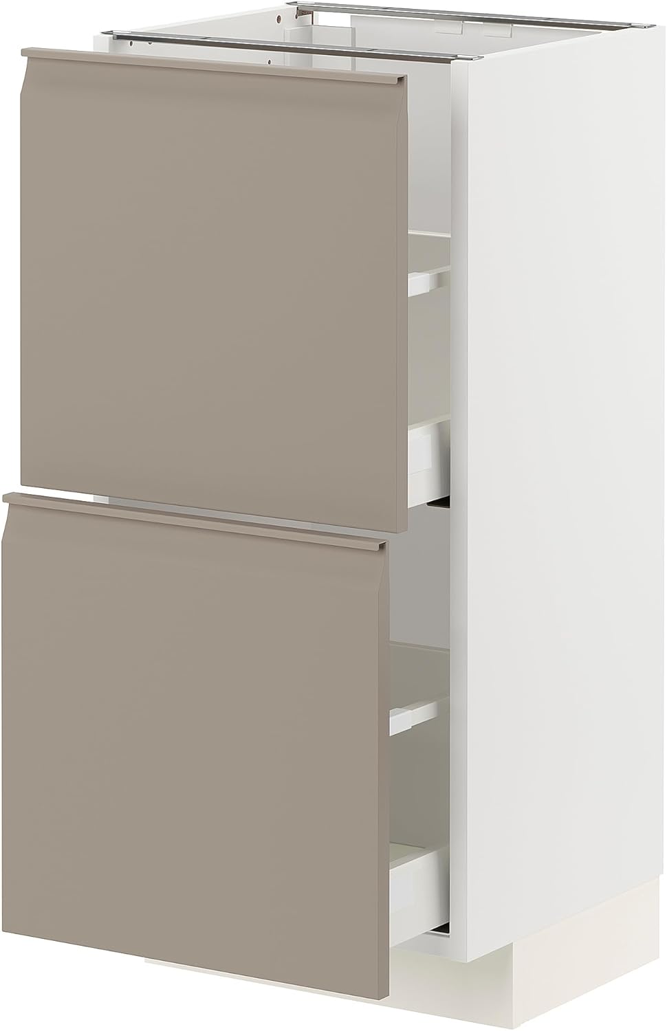 METOD/MAXIMERA Base cabinet with 2 drawers, white/Upplöv matt dark beige, 40x37 cm