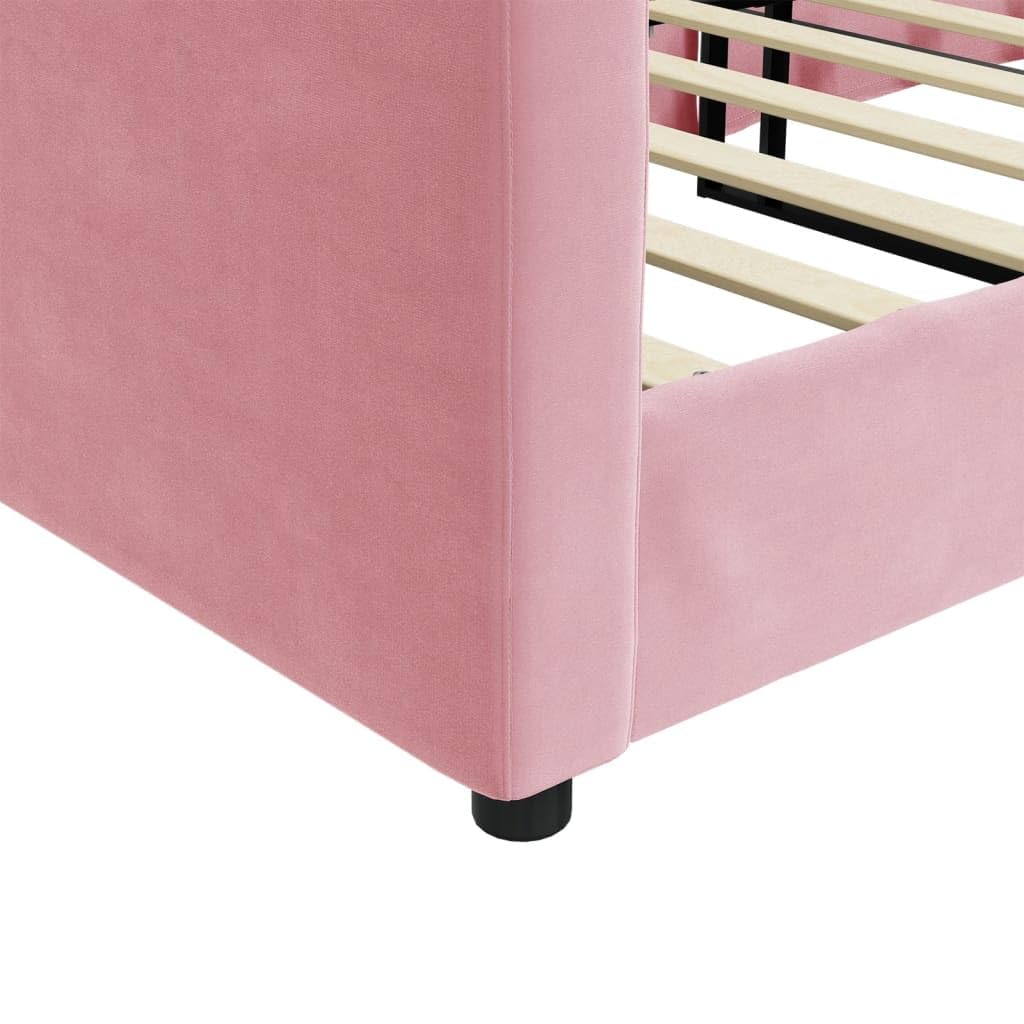 Velluto Trasformabile 2 in 1 Divano Letto Design Moderno Rosa 80x200 cm