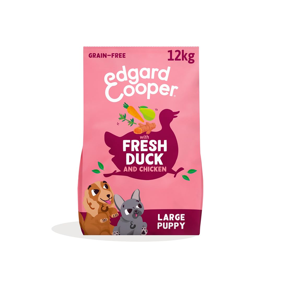 Edgard & Cooper Grain Free Dry Dog Food For Large Breed Puppy Dogs (12kg), Fresh Duck & Chicken, Fibre Balanced Tailored To Tummy Needs, With Carrot, Turmeric, Thyme & Pear, Never Meat Meal โ image 1