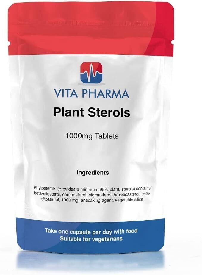 VITA PHARMA Plant Sterols 1000mg 120 Tablets, Healthy Cholesterol Levels, Normal Lipid Balance, Circulatory Health & Vitality, Heart Wellness