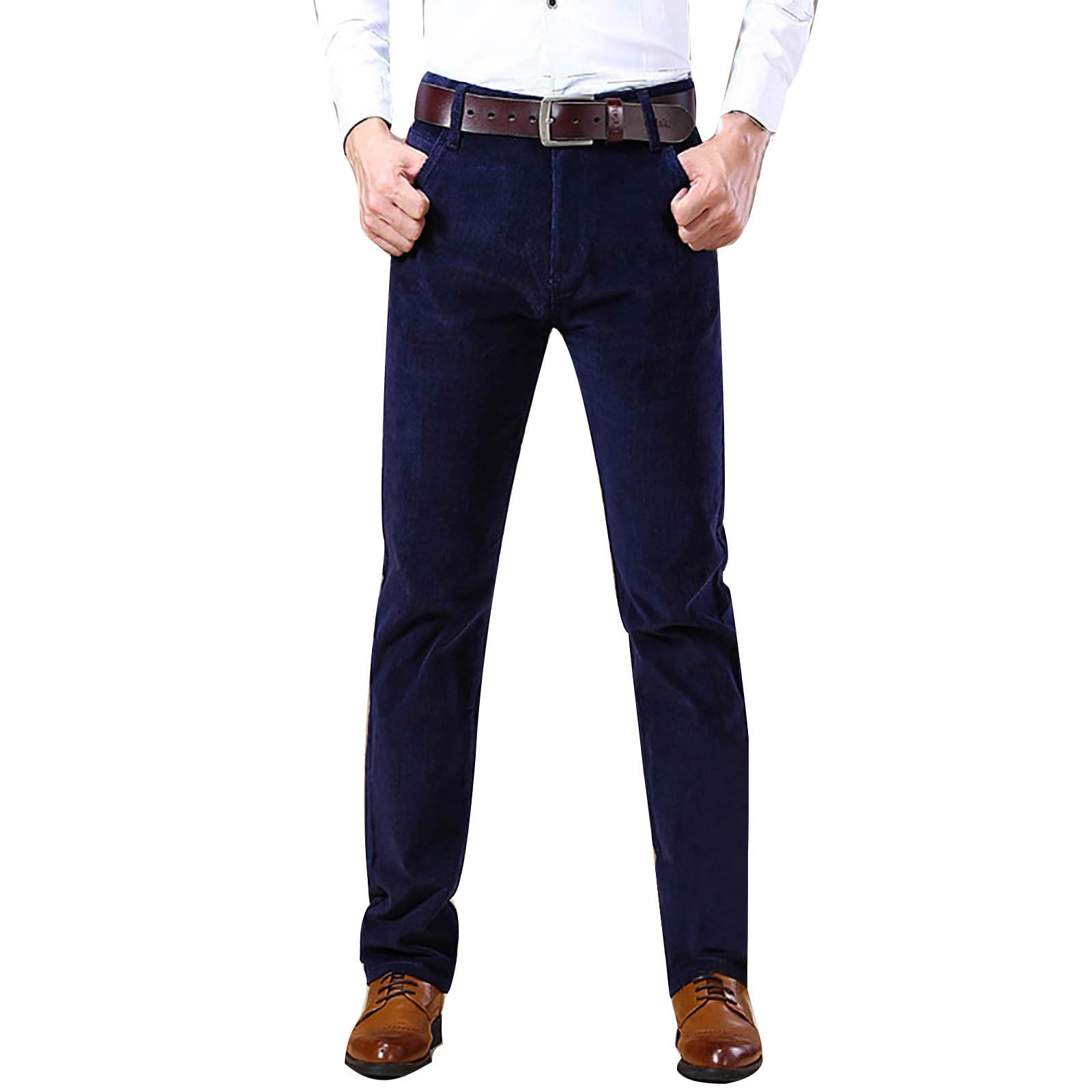 Pantalones Casuales de Negocios de Terciopelo Ajustados de Moda para Exteriores de Invierno para Hombres