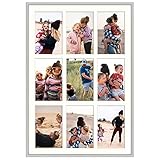 Frametory, Collage Family Picture Frames With Ivory Mat for Multi 4x6 Pictures, 9 openings Aluminum...