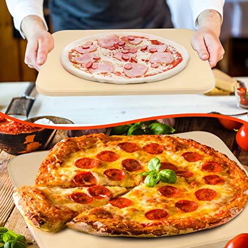 Durable Thermal Shock Resistant Thermarite Pizza And Baking Stone For Oven And Grill, Pizza Stone For Oven And Grill, 15" X 12" Baking Stone For Crispy Crust, Cooking Resistant Pizza Grilling Stone #TOP3