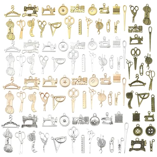 VEINARDYL 100 pcs Antique Sewing Charms, Alloy Sewing Tool Themed